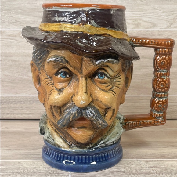 Other - Vintage Italian RIP Vietata Hand Painted Mustache Man Beer Stein Mug